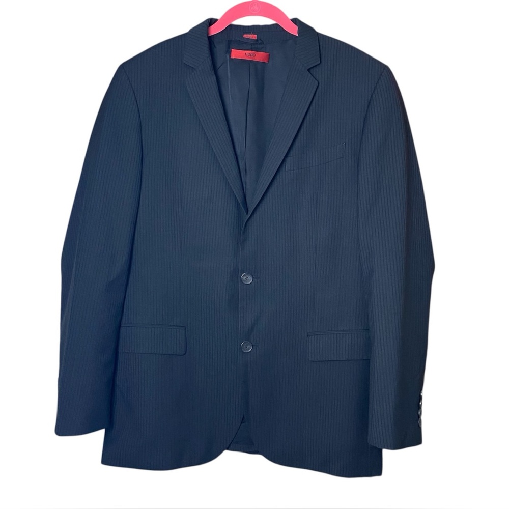 HUGO by Hugo Boss Blazer Jacket Astro/Hill7 Pinstripe Virgin Wool Size 40R Black